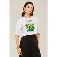 Cropped Oversize Candy Color Taste The Summer Arara Tropical | Viscolycra Premium|Moda Verão Brasil
