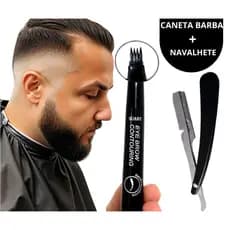 Caneta Preenchimento Barba e Navalhete Barbeiro Profissional Navalha