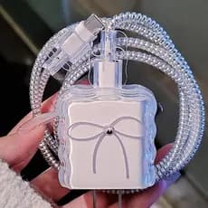 Capa Carregador Para iPhone De 20 W , Estilo Minimalista , Bordas Onduladas , Laço Transparente , Resistente A Choques E