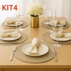 Kit 4/10 Peças Jogo Americano Redondo Souplast Jantar Mesa Posta Cozinha 39cm