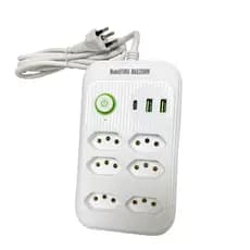 Filtro De Linha Extensão Elétrica 6 Tomadas 2 USB 1 Tipo C 2500W Portátil Adaptador De Viagem Carregador Rápido