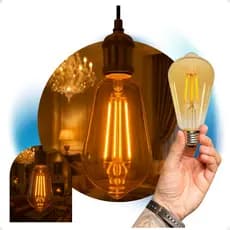kit 3, 5 ou 10 Lâmpadas Filamento Led Retrô Vintage Potência 4W econômica Quente St64 Bivolt