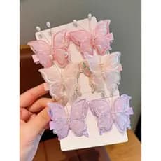 par de presilha para cabelo infantil, bebe, elegante com bordado de borboleta e perola