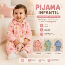 Pijama Infantil/bebe Peluciado Soft Extra Macio Quentinho para Inverno | 9-12 Meses, 1-2 e 2-3 Anos