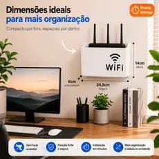 Suporte para Roteador Modem Wi-Fi Repetidor - Organizador de Cabos - Instale sem sujeira!