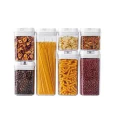 Kit Potes Herméticos Acrílico Vedação Segura Multiuso Cozinha Organização 7 Peças
