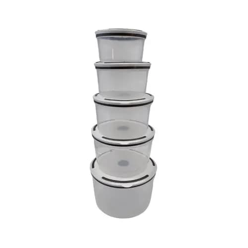 Conjunto 5 Potes Herméticos Plástico Tampa Resistente Armazenamento Seguro Organizador Cozinha