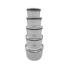 Conjunto 5 Potes Herméticos Plástico Tampa Resistente Armazenamento Seguro Organizador Cozinha