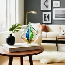 Murano Peça Decorativa Para Sala Com 30cm, Gota Colorida Em Murano Peça Para Decoração.