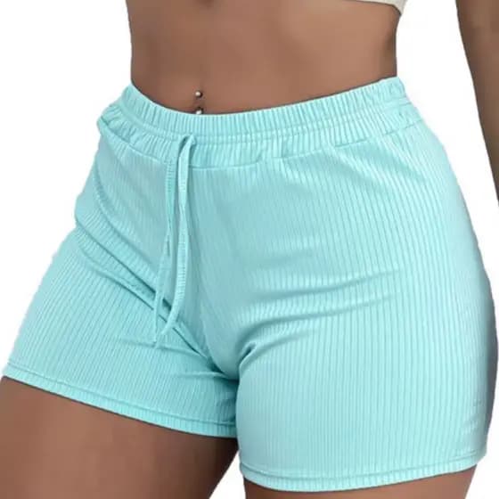 Shorts Canelado Feminino Curto Malha Verão Praia Soltinho Moda Feminina