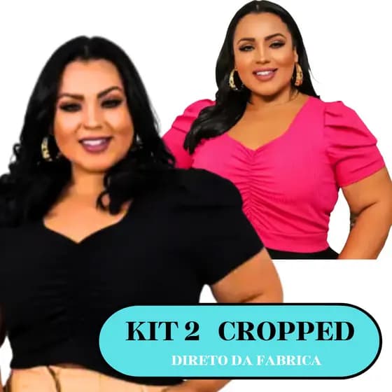Kit 2 Cropped Manga Princesa Blusinha Tendencia Verão Super Confortável