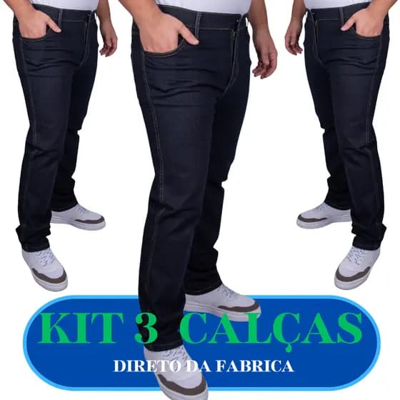 Kit 3 calça jeans masculina para Serviço – Tradicional com Elastano para Trabalho e Estilo Country
