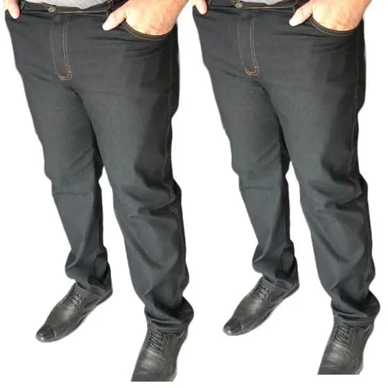 Kit 2 Calças Trabalho Masculina Lycra Elastano Country Rodeio Azul Escuro Preta Reto