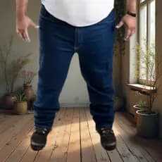Calça Jeans Masculina Plus Size Masculino com Elastano Lycra Azul Escuro e Preta REFORÇADA