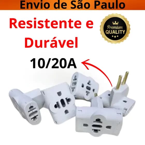 Adaptador Tomada Universal Benjamin TE Inverso 10A 20A Novo Padrão 3 Pinos p/ 2 [Envio HOJE]