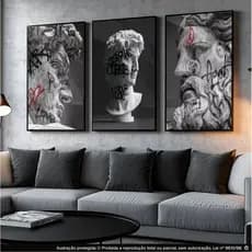 Quadro Decorativo - Estatua David, Pop Arte, Grafite - Sala Quarto Hall