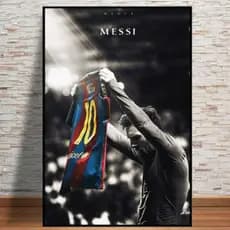 Quadro Decorativo Messi Jogador Arte Bola Futebol 60x40cm