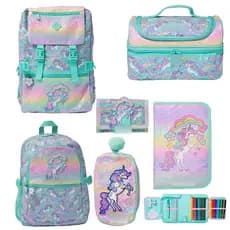Australiano verde encaracolado unicórnio mochila crianças lápis caso grande capacidade mochila escola primária saco de r