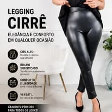 Calça Legging Cirrê Feminina Cintura Alta Modeladora Premium Brilho Molhado Legging Levanta Bumbum