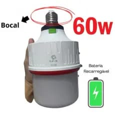 Super Lâmpada de Emergência Recarregável LED 60W  potente 12h de Energia 3 baterias