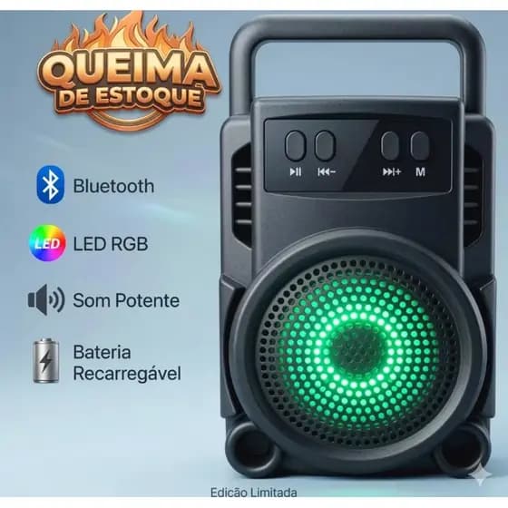 Caixa de Som Mini Bluetooth Potente Portátil GTS-1360 3" Portátil com LED RGB
