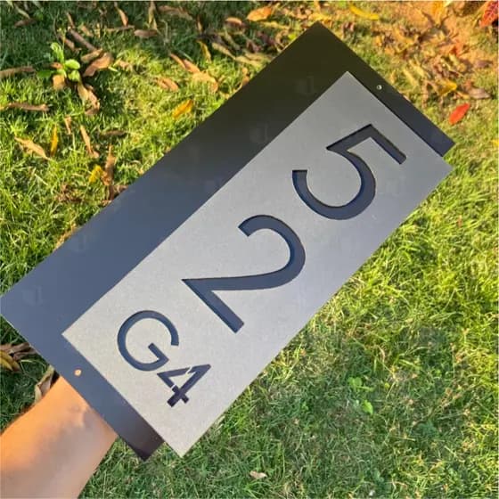 Número Residencial Exclusivo Personalizado ACM Preto Cinza Premium