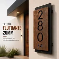 Número Residencial Personalizado Flutuante 20mm ACM Corten | Placa Moderna Premium