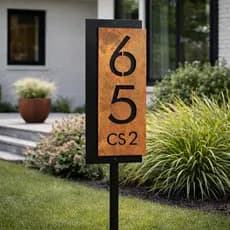 Número Residencial Personalizado Para Jardim 38x18cm Acm Sobreposto + Pé