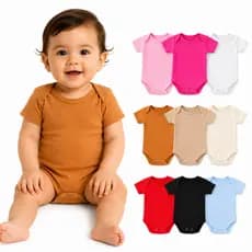 Kit 3 body bebê manga curta liso 100% algodão tecido leve e confortável menino menina unissex