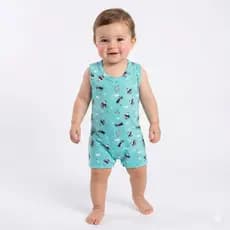 Kit 2 Macacão Bebê Menino Regata Algodão Confortável 0-9m