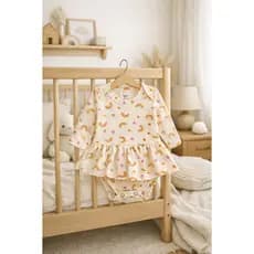Body Bebê Manga Longa Vestido Menina Cotton Longo RN ao G Estiloso