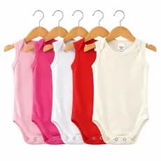 Kit 5 Body Bebê Regata  Menina Menino Neutro Suedine Liso 100% Algodão Verão sem manga RN ao G