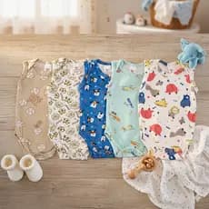 Kit 5 Body Bebê Menino Regata Premium Confortável E Macio
