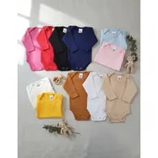 Kit 5 Body Bebê 100% Algodão Suedine Manga Longa Inverno Unissex Menina Menino Liso Recem Nascido