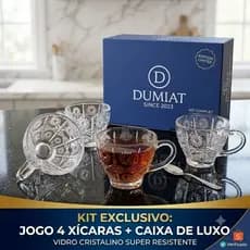 Jogo 5 Xícaras Vidro Dumiat 200ml – Retrô com Relevo - Sem Pires