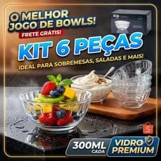Jogo 6 Bowls Tigelas De Vidro 300ml Sobremesa Salada Petisco Marguerite Dumiat Super Resistente