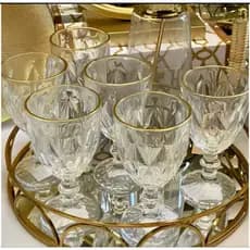 Jogo 6 Taças Diamond Transparente com Borda Dourada Fio de Ouro 325ml 7986