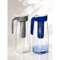 Jarra de Vidro 1,5L com Filtro Infusor para Suco, Água e Chá | Tampa Plástica | Azul ou Cinza
