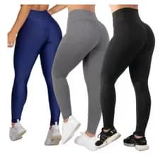 Kit 3 Calças Feminina Legging Grossa Para Academia Cós Alto