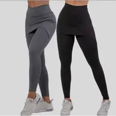 Kit 2 Calças Legging Tapa Bumbum Saia justa  Roupas Fitness Femininas Para Academia