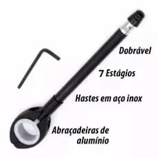 Antena Corta Pipa Retrátil Anti Cerol Preta ou Prata para Moto – Aço Inox Universal de Guidão