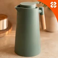 Garrafa Térmica Nórdica Premium Cabo de Madeira 1 Litro Parede Dupla Reforçada Café Chá Mimo Style