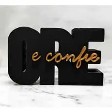 letreiro Ore e Confie 15x8cm Frase Decorativa Frase Religiosa Decoração Sala Quarto Escritorio
