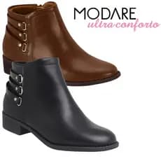 Bota Modare Ultraconforto Feminina Cano Curto Bloco Salto Baixo Médio Confortável Leve Original