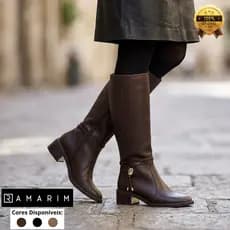 Bota Feminina Ramarim Cano Longo Salto Bloco Confortável Elegante Antiderrapante