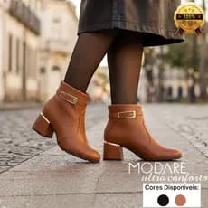 Bota Feminina Modare Ultraconforto Salto Médio Com Zíper Confortável Dia a Dia Elegante
