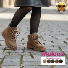 Bota Coturno Moleca Feminino Solado Tratorado Salto Baixo Estilosa Urbano Dia a Dia Original