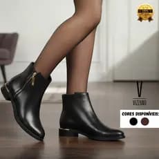 Bota Vizzano Feminina Cano Baixo Detalhe Metalizado Casual Confortável Moderna Ankle Boot Original