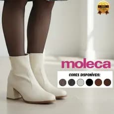 Bota Moleca Feminina Cano Baixo Salto Médio Conforto Country Detalhe Zíper Original