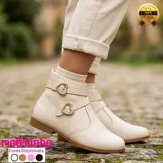 Bota Infantil Molekinha Cano Curto Coturno Menina Zíper Lateral Conforto Coração Dourado